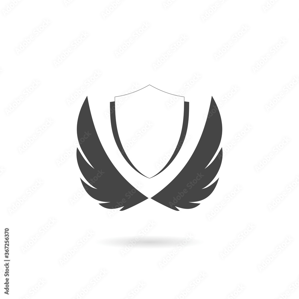 Obraz premium Shield wings icon with shadow