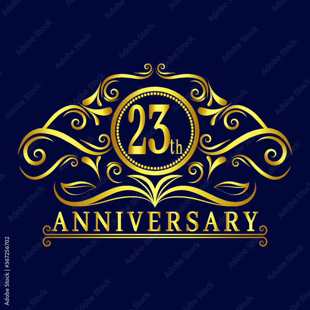 23 years Anniversary logo, luxurious 23th Anniversary design celebration. 23 years Anniversary logo, luxurious 23th Anniversary design celebration.