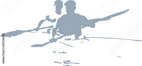 Wallpaper Mural Illustration of two men in a boat Torontodigital.ca