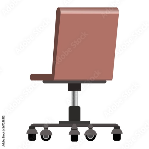 Trendy vector flat 3d office modern computer chair with pastel brown color shades, back view