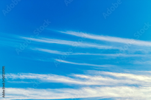 Fluffy white cloud flying on blue sky background