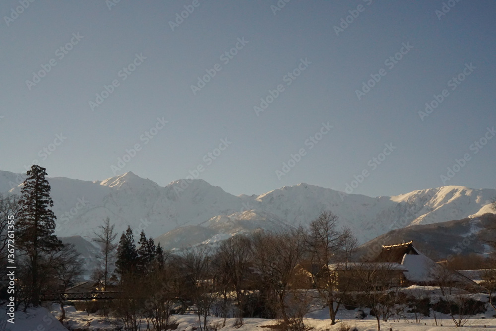 mountain landscape in winter, the ski resort, Hakuba, Japan