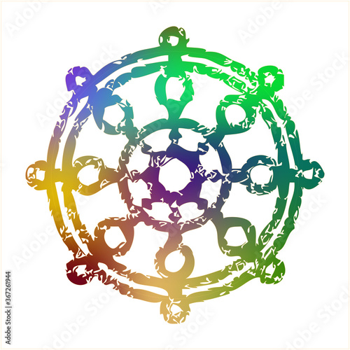 Draw a dharma symbol using a gradient mesh and compound path.