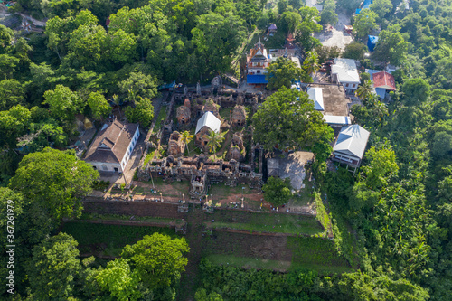Chiso temple at Takeo Province, Cambodia shot by aerial  © Nhut