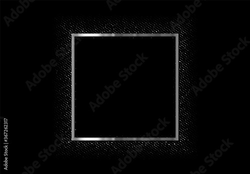 Decorative metal square frame silver color. vector illustration