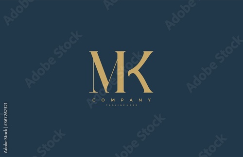 Elegant MK Letter Linked Monogram Logo Design