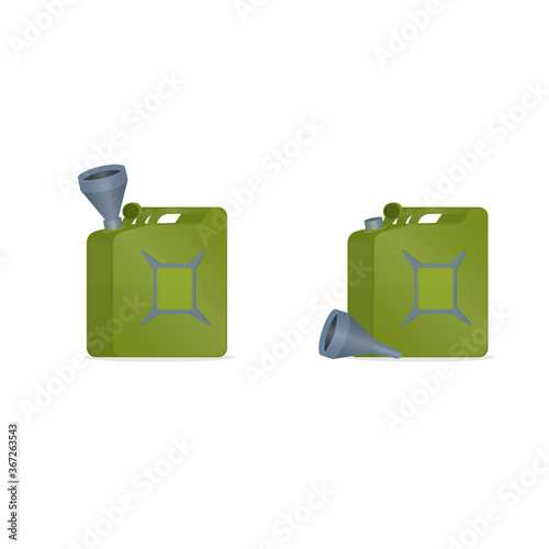 Fuel canister. Car canister. Funnel, vector illustration
