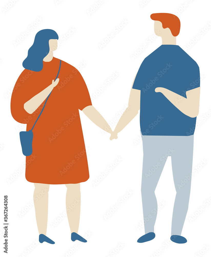Couple flat vector characters. Romantic date, love
