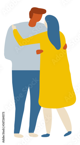 Couple flat vector characters. Romantic date, love