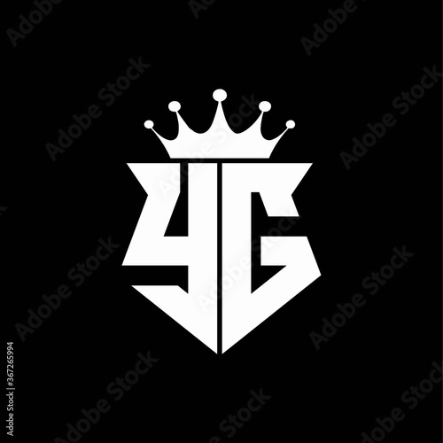 yg logo monogram shield shape with crown design template photo