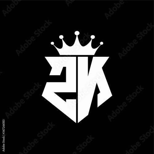 zn logo monogram shield shape with crown design template