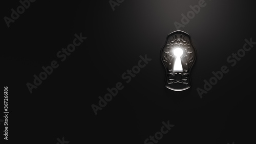  ( 3D Rendering, illustration ) light shining through a mysterious keyhole