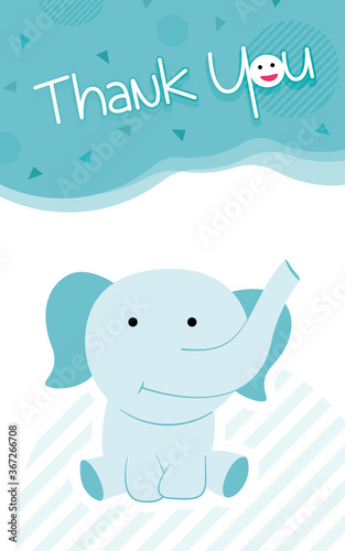 Elephant thank you card concept vector illustration.