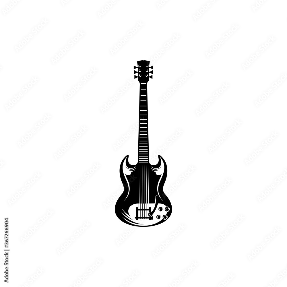 Naklejka premium Electric guitar design vector template. Simple set of electric guitar vector icons