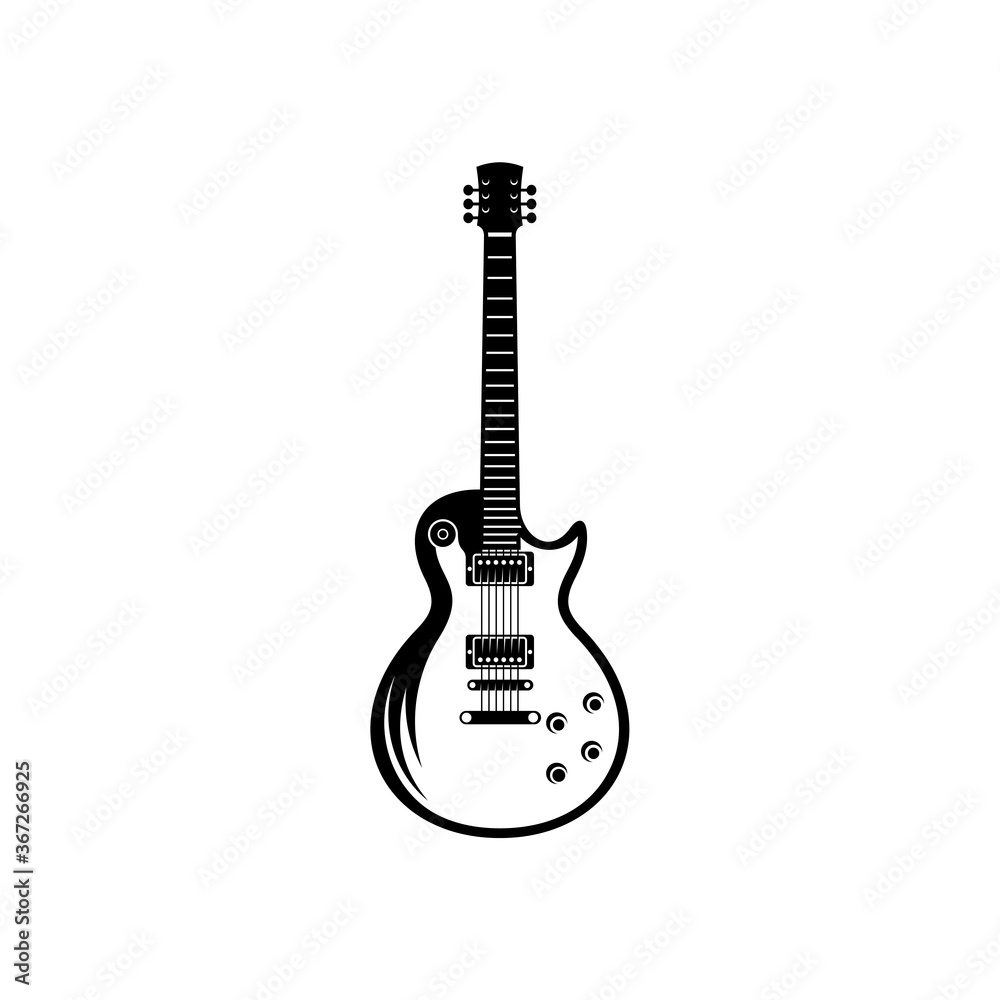 Naklejka premium Electric guitar design vector template. Simple set of electric guitar vector icons