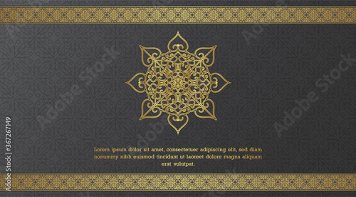 elegant background greeting card template design with decorative golden ornament border frame photo