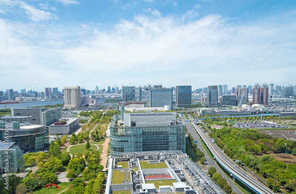 Naklejka premium 東京湾岸のお台場エリア全景（東京都江東区・港区）