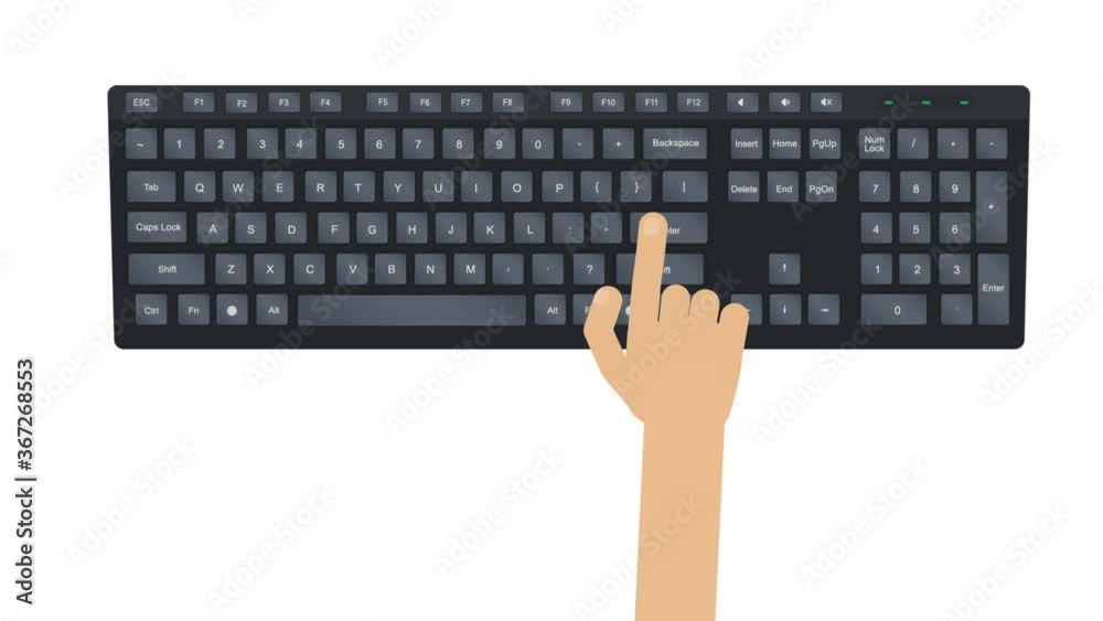Computer keyboard. Animation of pressing the enter key, alpha channel is enabled. Cartoon Computer keyboard. Animation of pressing the enter key, alpha channel is enabled. Cartoon