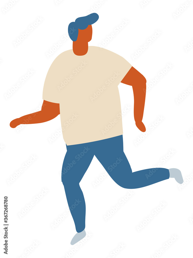 Fototapeta premium Running Man, Guy Flat Character Flat Vector