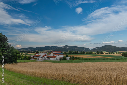 Fields and meadows near Maiersdorf village in Austria