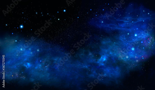 Starry night sky deep outer space - Universe filled with stars, nebula and galaxy