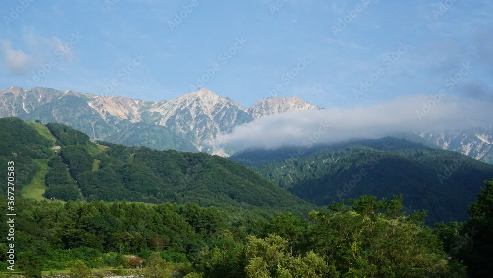 mountain landscape in summer, Hakuba, Nagano 