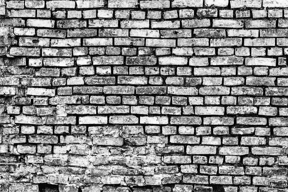 Obraz premium Brick wall background, black and white tone