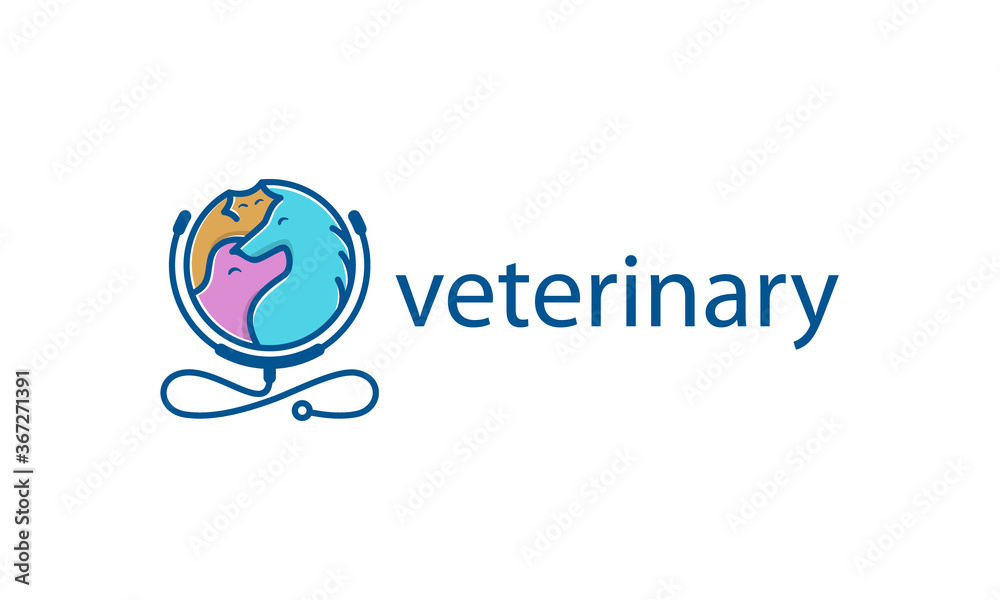 illustration vector graphic designs. pictogram logo, combination stethoscope and pet. horse, car, dog illustration vector graphic designs. pictogram logo, combination stethoscope and pet. horse, car, dog