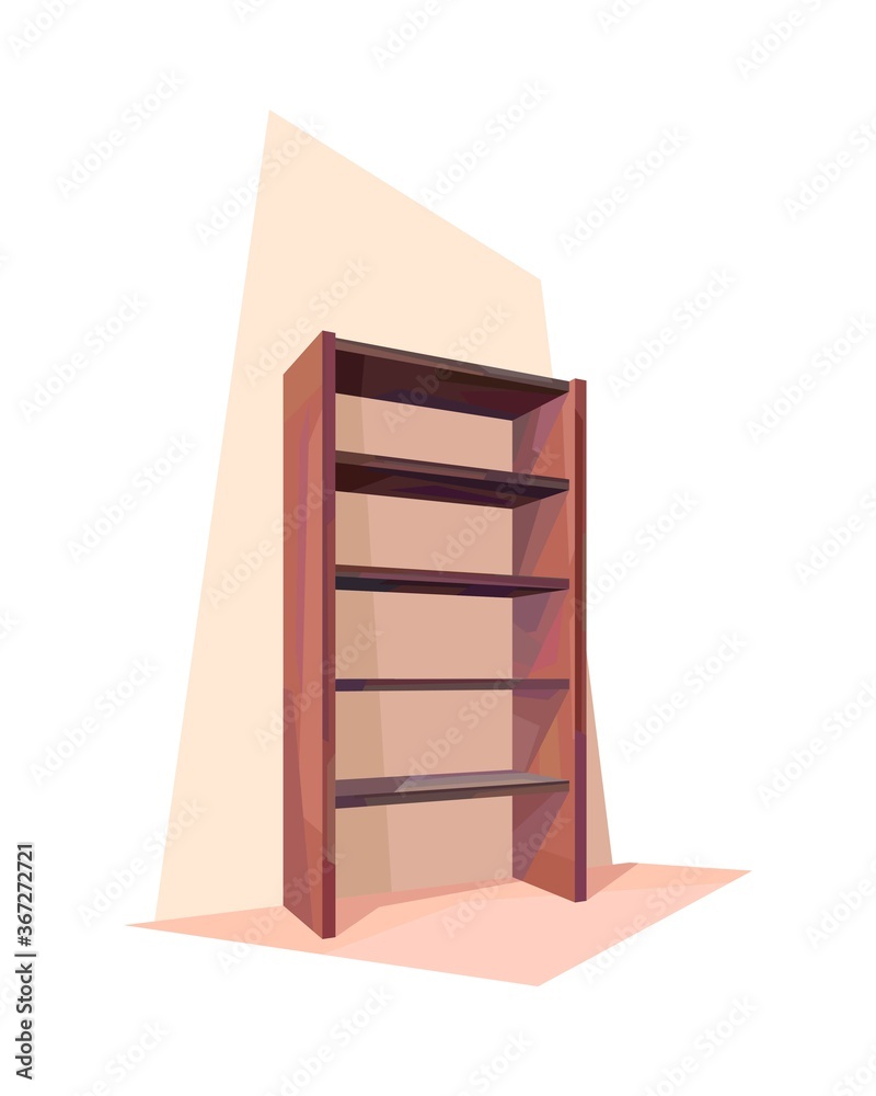 low poly wooden rack, room interior, isolated furniture, vector, illustration low poly wooden rack, room interior, isolated furniture, vector, illustration