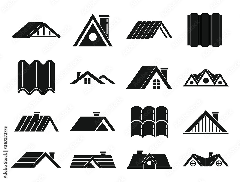Roof icons set. Simple set of roof vector icons for web design on white background - obrazy, fototapety, plakaty 