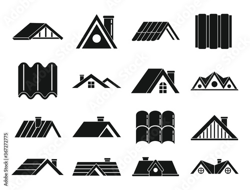 Roof icons set. Simple set of roof vector icons for web design on white background
