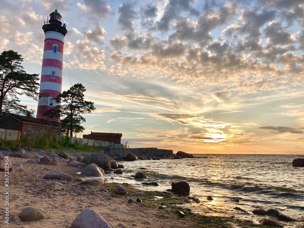 lighthouse at dusk
