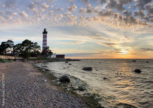 Obraz na płótnie lighthouse at sunset w salonie