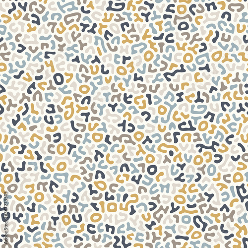 Faux ABC doodles, abstract spots seamless vector pattern