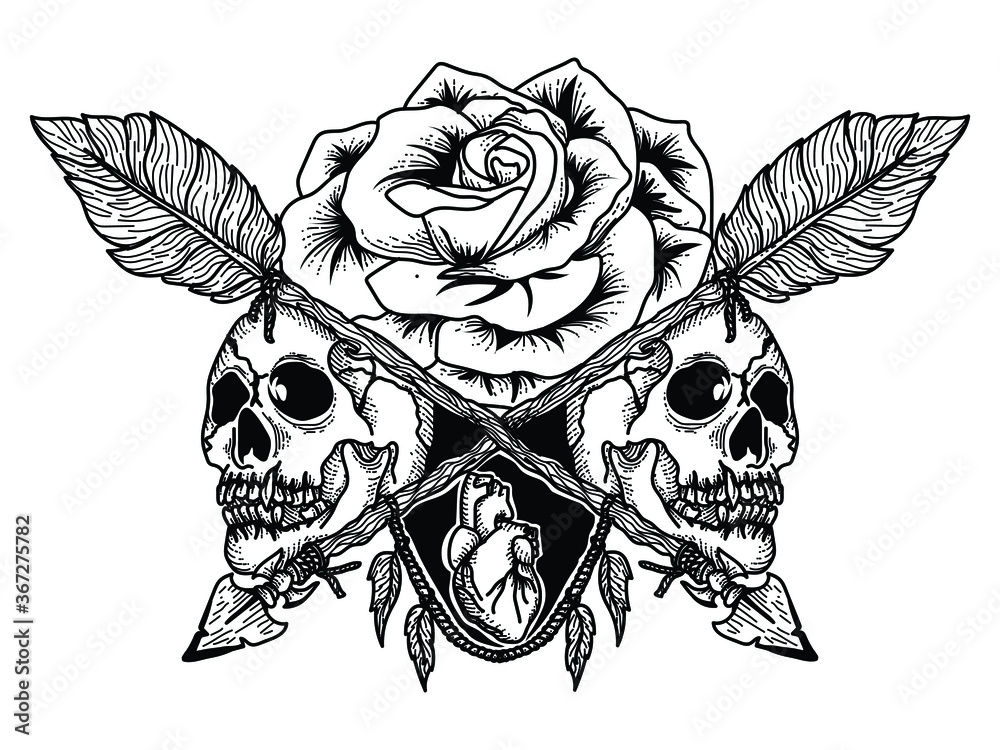 Hand Rose Tattoo Black And White