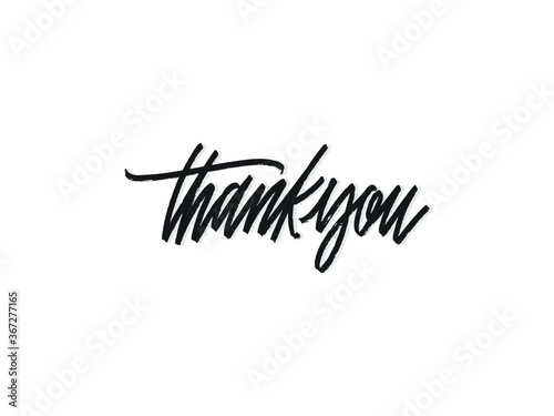 thank you. Hand written lettering isolated on white background.Vector template for poster, social network, banner, cards.