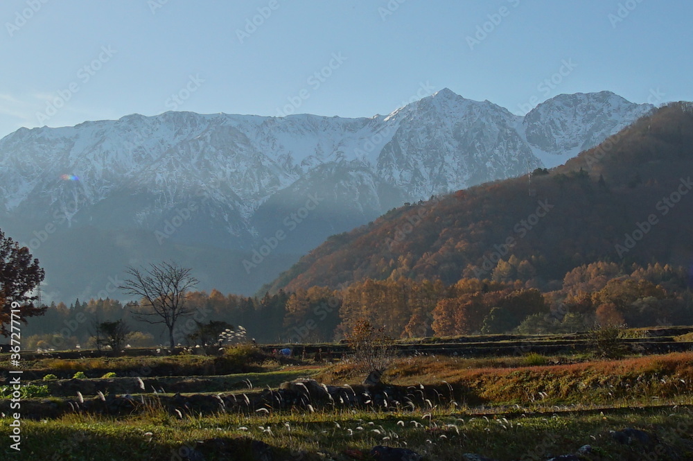 autumn landscape in the mountains of Japanese alps autumn landscape in the mountains of Japanese alps