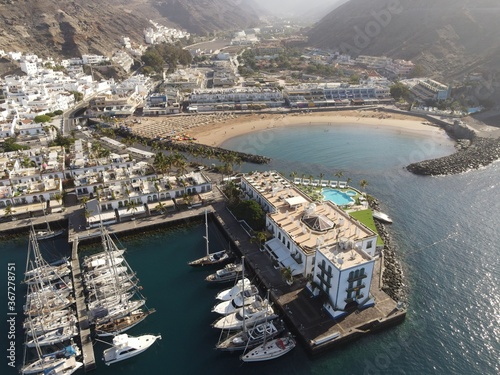 View of the amazing harbour in Mogan, Canary Islands