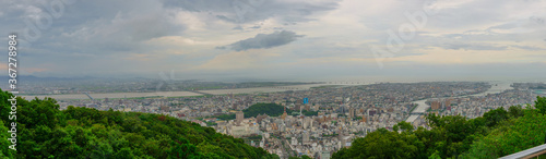 徳島県徳島市街並み パノラマ風景(眉山公園から撮影)