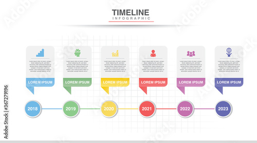Infographic template for business. 6 steps Modern Timeline diagram with line graph, presentation vector infographic.