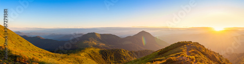 Colorful sunrise landscape in the mountains, scenic wild nature panorama at the dawn, Carpathians © O.Farion