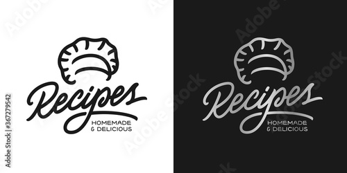 Recipe book calligraphy cover. Vector illustration.