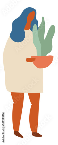 Woman with plant  Flat Character Flat Vector