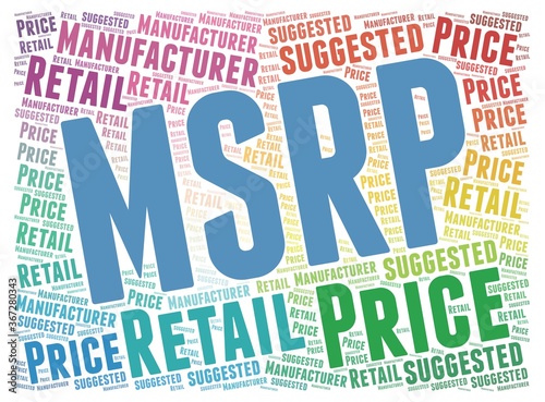 MSRP word cloud isolated on a white background
