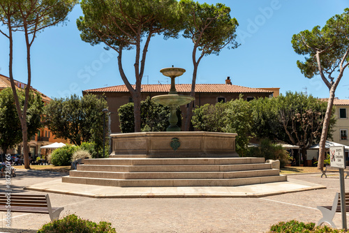 fountain in the park of orbetello outside the walls