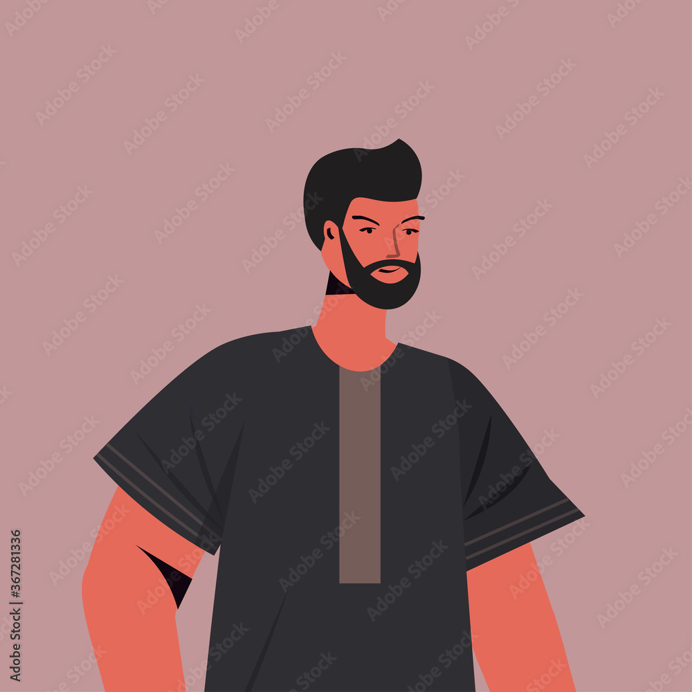 Fototapeta premium arabic man in traditional clothes arab male cartoon character portrait vector illustration