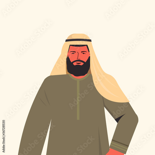 arabic man in traditional clothes arab male cartoon character portrait vector illustration