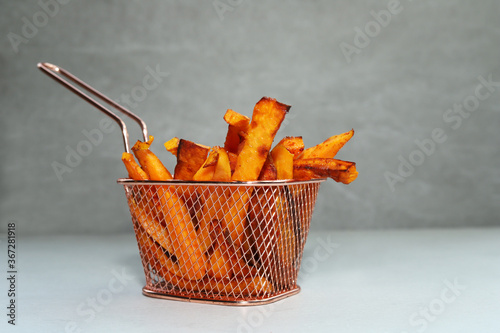 Deep fried sweet potato fries.