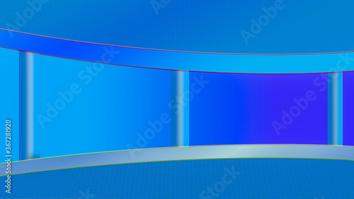 Virtual TV news broadcast studio set background