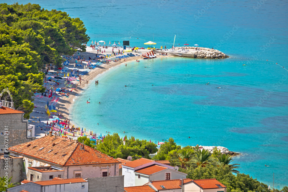 Town of Baska Voda beach and waterfront view Town of Baska Voda beach and waterfront view